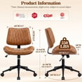 thumbnail image 2 of COOLHUT Home Office Chair, Armless Adjustable Height Small Office Desk Chair, PU Leather Swivel Computer Chair, Modern Walnut Bentwood Chair for Office, Reading Meeting Room, Makeup Vanity, Brown, 2 of 10