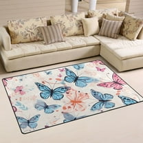 Butterfly Multicolor Area Floor Mats Non-Slip Rugs Soft Doormat 60 x 39 inch Carpet for Living Dining Room Bedroom Decorative