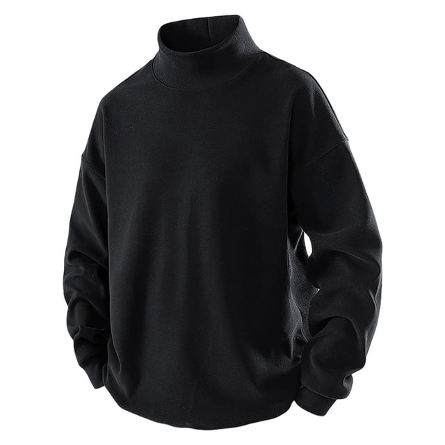 Men's Long Sleeve Shirt, Mock Neck Thermal Top, Soft Stretch Casual Base Layer For Men, Solid Color Pullover