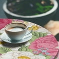 thumbnail image 2 of Ambesonne Floral Fitted Round Tablecloth, Modern Colorful Bold Flowers, 40"- 44" Diameter, Green Pink and Mauve, 2 of 4
