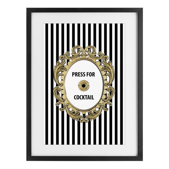 Stupell Industries Press For Cocktail Celebration Black Framed Print Under Glass, design by Martina Pavlova