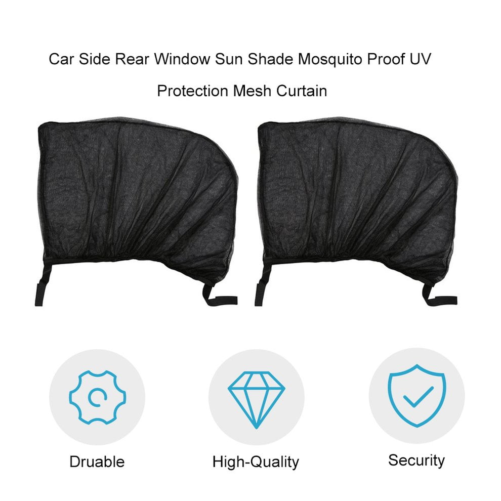 2Pcs Car Side Rear Window Sun Shade Mosquito Proof UV Protection Mesh CurtainKS 