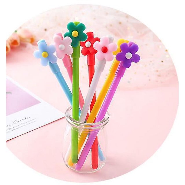 10 Stylos Gel Fleur (les Couleurs Mlanges Seront Envoyes Au Hasard) Ensemble De Stylo Gel Fleur Dessin Anim 0,5 Mm, Adapt Aux Tudiants Adultes