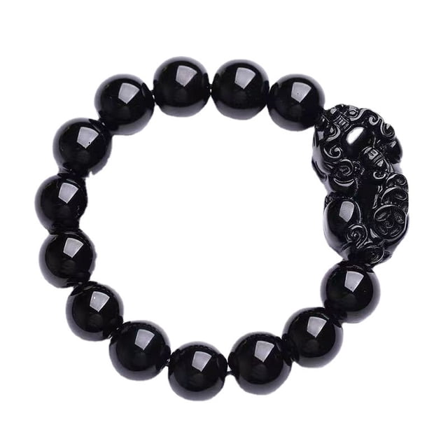 Pulsera de obsidiana sintética Pixius con cuentas de 10 mm para hombre y mujer