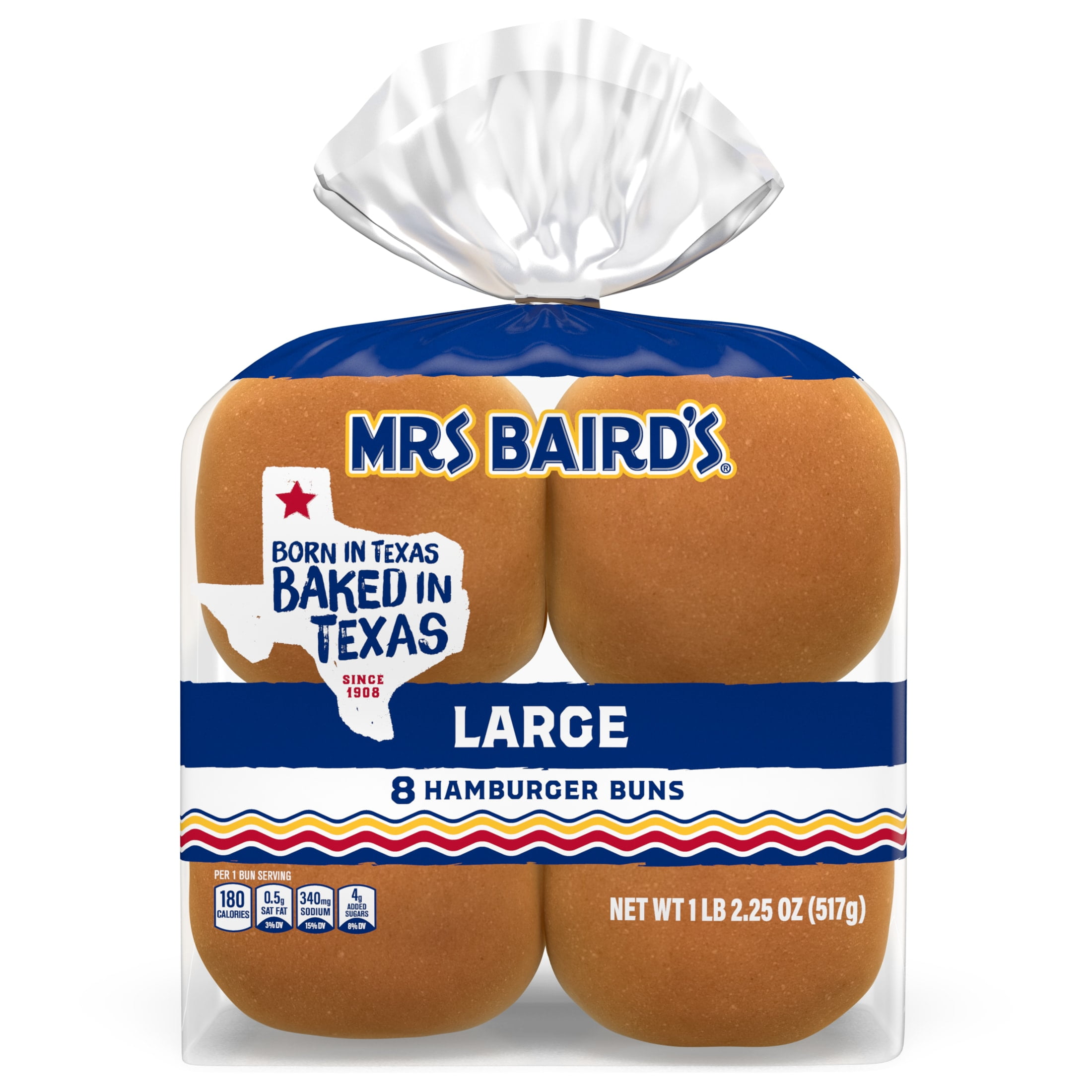Mrs Baird's Large Hamburger Buns, 8 count, 18.25 oz