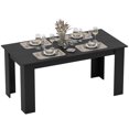 thumbnail image 1 of HOMCOM 63" Modern Dining Table for 4-6 People with Wood Effect, Black, 1 of 10