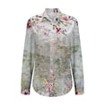 thumbnail image 4 of KBZDBZC Shirts for Women Women's Shirts Floral Print Button Down Shirt Fashion Lightweight Long Sleeve Blouse Spring Summer Casual Tops Tshirt for Women Women's Blouses Womens Tops (Beige,XXL), 4 of 5