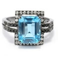 thumbnail image 2 of Black Rhodium o/Silver 4.75ctw Swiss Blue Topaz Solitaire w/Accent Ring, 2 of 4