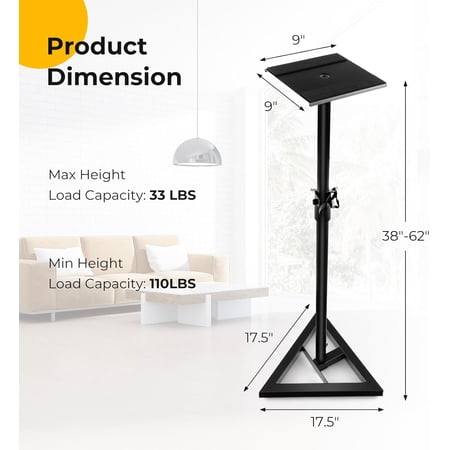 Speaker Stands Pair, Height Adjustable Floor Speaker Stands with Cable Management, Surround Sound Speaker Stand for Bookshelf Speakers, Universal Studio Monitor Stands for Home & Office