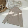 thumbnail image 4 of Kids Thermal Shirt Beige Long Sleeve Shirt Girls Turtle Neck T-Shirts Fall Clothes T Shirts for Girls 5-6 Years, 4 of 5