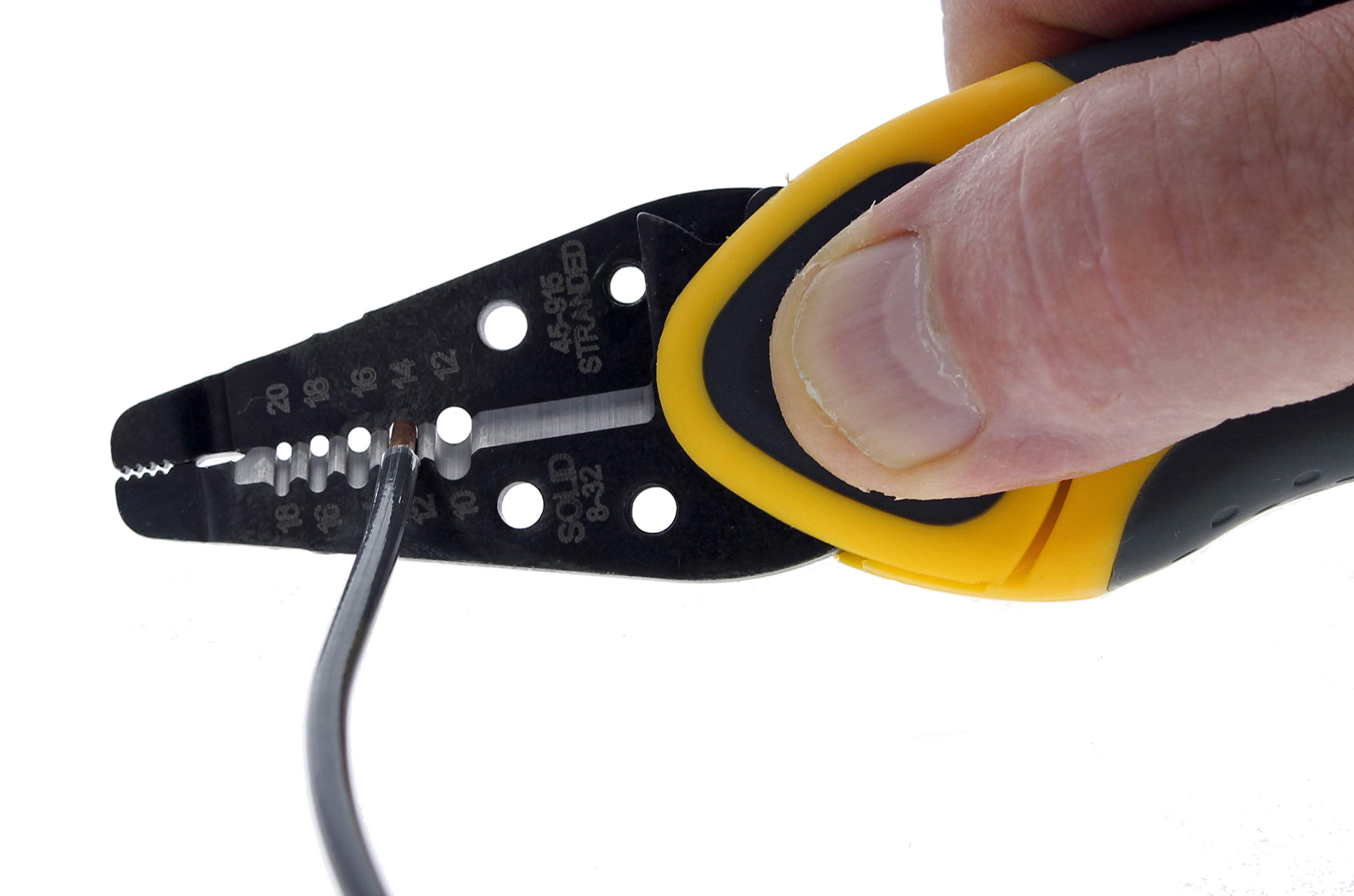 Electrical 45-915 Kinetic Reflex T-stripper - 10-20 Awg  Wire Stripper With Thumb Rest Plier Nose Slide Lock Textured Grips