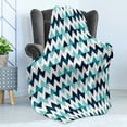 thumbnail image 4 of Blue and White Soft Flannel Fleece Throw Blanket, Horizontal Zigzag Borders with Striped Design and Modern Look, Cozy Plush for Indoor and Outdoor Use, 50" x 60", Pale Blue Dark Blue, by Ambesonne, 4 of 5