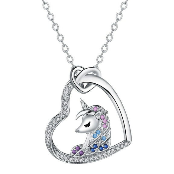 Unicorns Necklace Gifts for Daughter, Rainbow Unicorn Necklaces Jewelry Gift for Unicorn Lovers Niece Granddaughter