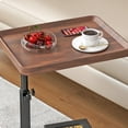 thumbnail image 4 of Yabanana C Shaped Side Table End Table, 360° Swivel and Adjustable Height Side Table Sofa Table for Couch(Walnut), 4 of 9