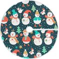 thumbnail image 1 of FMSHPON Snowflake Santa Xmas Tree Xmas Christmas Tree Skirt Stand Mat for Holiday Party Decoration Indoor Outdoor 48 inches, 1 of 6