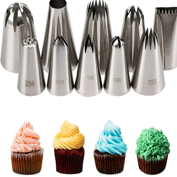 ACDANC Cake Decorating Icing Piping Tip Set,10 X-Large Decorating Tips