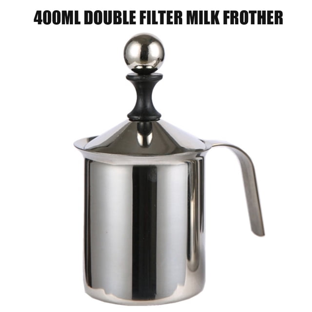 Espumador de leche, espumador de leche de malla doble portátil, capuchino TFixol Vaporizador de leche