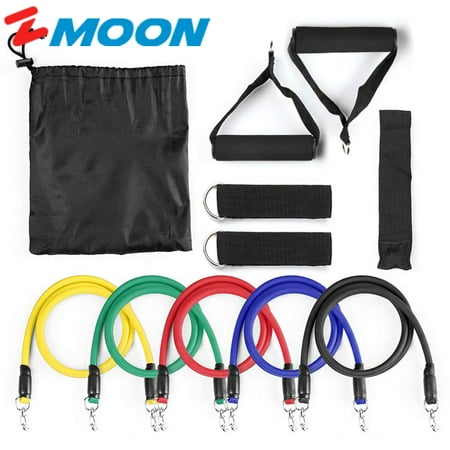 Resistance Bands - 11pc Set - With Door Anchor & Ankle Strap for Legs Workout & Carry Case - 10LBS-150LBS Heavy Duty Home Gym (Best Bodyweight Leg Workout)