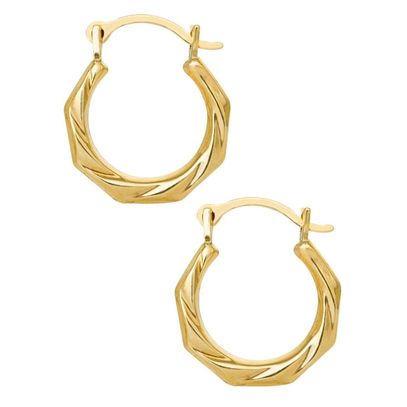 Brilliance Fine™ Girl’s 14K Yellow Gold Ribbed Hoop Earrings