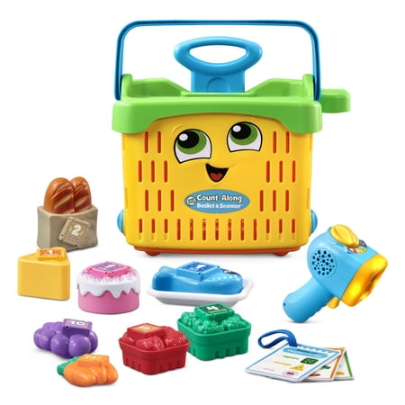 LeapFrog Count-Along Basket and Scanner Play Food Shopping Toy, Role Play Electronic Learning System for Kids