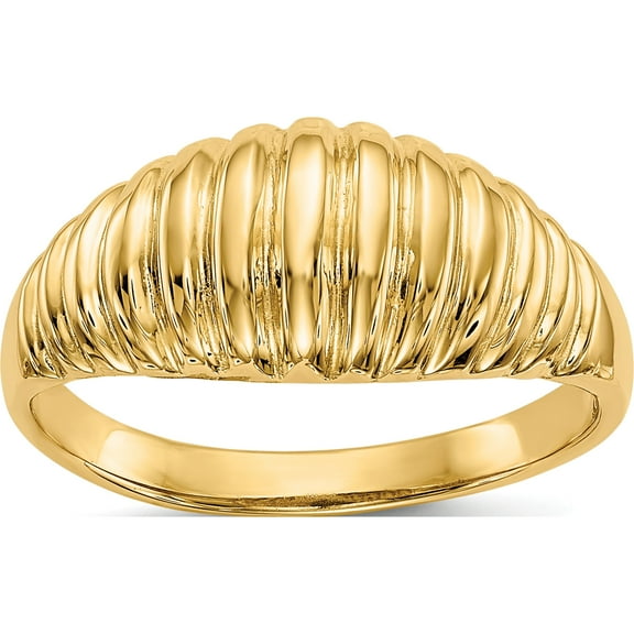10K Yellow Gold High Polished Ribbed Dome Ringsize 7 - Jbsp