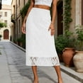 thumbnail image 2 of Levmjia Women's Midi Skirt Lace High Waist Mid Length Casual Solid Color Flowy Elegant Commuting Daily Wear And Vacation Summer Spring, 2 of 9