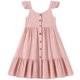 thumbnail image 3 of Vestido de Fiesta de Niña Bebé Color Sólido Plisado Casual con Botón Camisola Y Vestido de Princesa de Manga Larga Niñas de Moda Princesa Vestir, 3 of 6