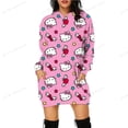 thumbnail image 3 of Vestido sexy hasta la rodilla para mujer, de primavera y otoño, con capucha, manga larga, con bolsillos de HELLO KITTY, vestido sencillo e informal ajustado, 3 of 5
