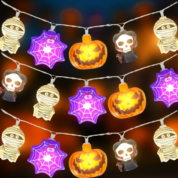 YOYTOO Halloween Lights, 9.8ft 20 LED Pumpkin Ghost Halloween String Light Indoor Ourdoor Party Decoration for Garden