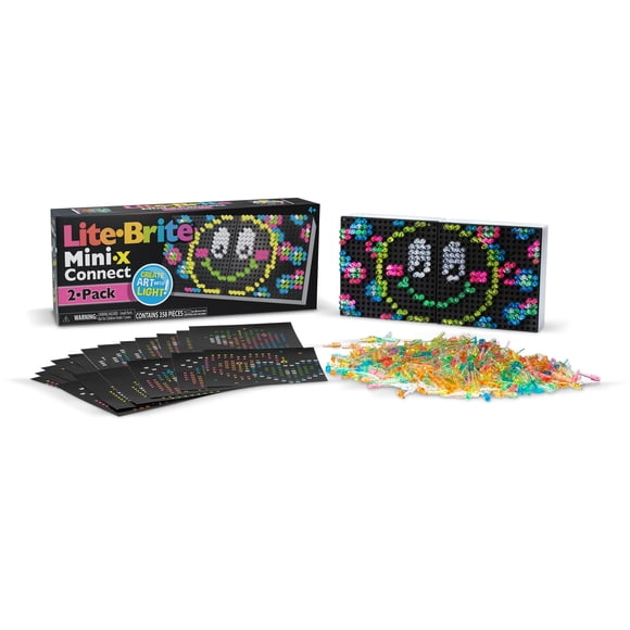 Lite Brite Mini-X Connect 2 Pack - Créez de l'Art Léger avec des Piquets, Jouet Créatif Stem pour Filles, Garçons, Unisexe, Tout-Petits, 4+, Vacances, Anniversaire, Cadeau