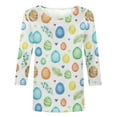 thumbnail image 4 of Brnmxoke 3/4 Sleeve Easter Day Shirt Women 2024 Plus Size,Womens Casual Three Quarter Sleeve T Shirts Easter Eggs Holiday Blouse Trendy Basic Tunic Summer Ladies Tops, 4 of 5