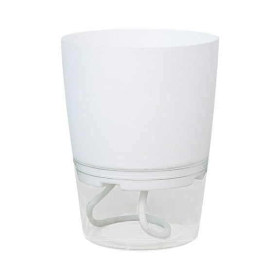 Luxcidy 2 Layers 4.5In Detachable Self-Watering Plant Flower Pot with a Water Container & Cotton Ropes, Shatterproof Plastic Plant Pot for All House Herbs Plants African Violets & Dahlias (White)