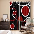 thumbnail image 3 of Black Red Kitchen Curtains 84 Inch Length, White Circle Geometric Abstract Texture Grommet Top Bedroom Living Room Curtains, Light Filtering Cafe Curtain Drapes 2 Panels Set 84''x84'', 3 of 9