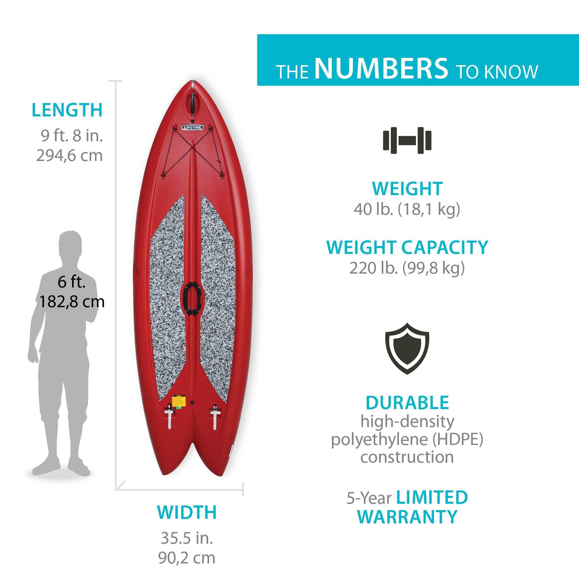 Lifetime Freestyle XL 116 inch Stand-Up Hardshell Paddleboard - 2 Pack, Red (90445)