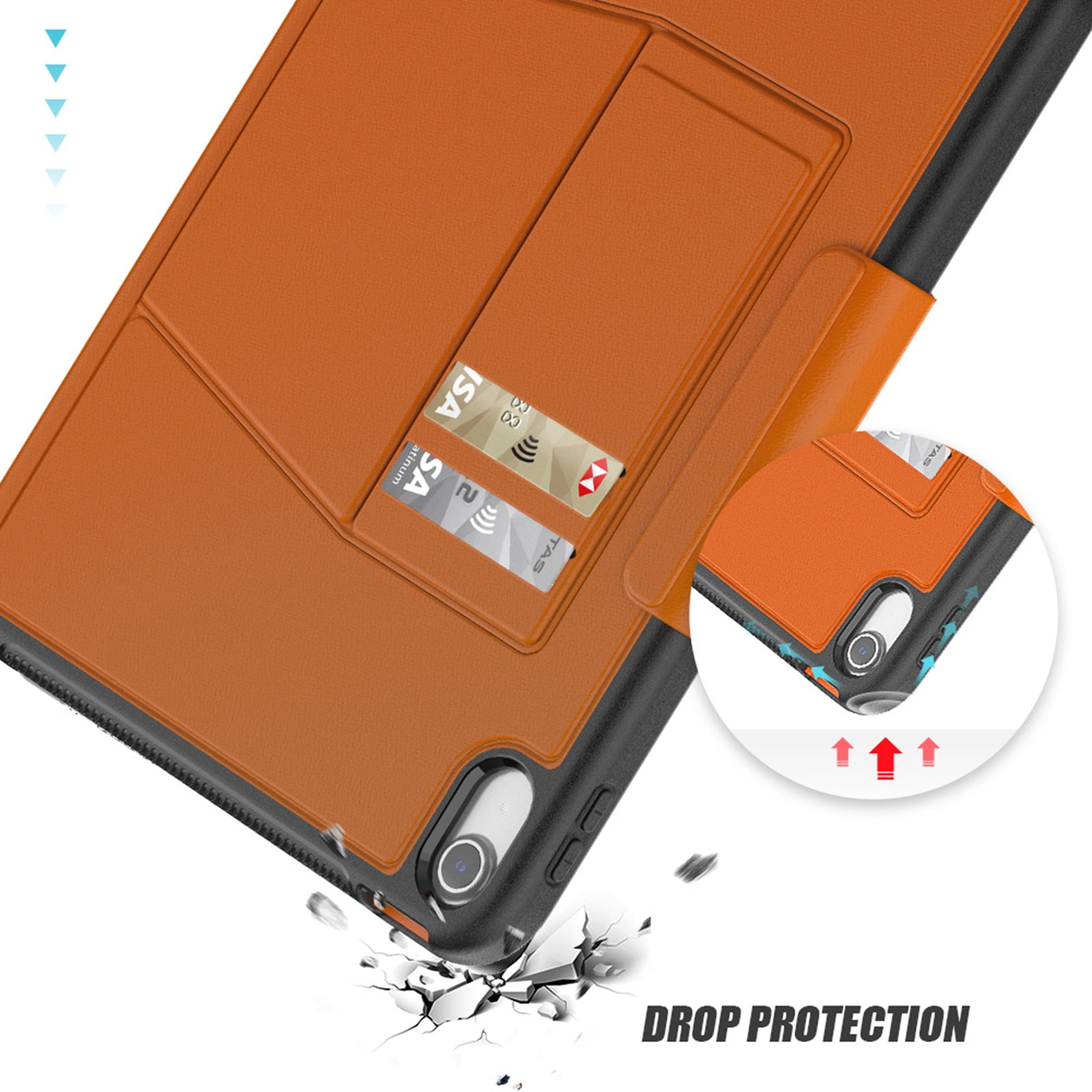Dteck Case for iPad 11-inch (A16) 2025 / iPad 10th Generation 10.9-inch,Luxury Business Leather Smart Case Heavy Duty Rubber Card Holder Kickstand Folio Magnetic Cover with Pencil Holder,Khaki
