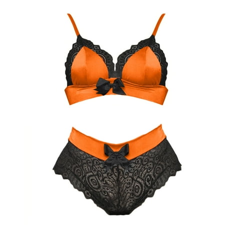 

Fishnet Lingerie For Women Underwear Women Ladies Temptation Lace Bra Lace Spaghetti Strap Two-Piece Khaki XL