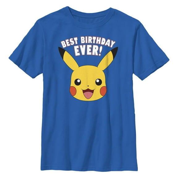 Boy's Pokemon Pikachu Best Birthday Ever Graphic Tee Royal Blue X Small