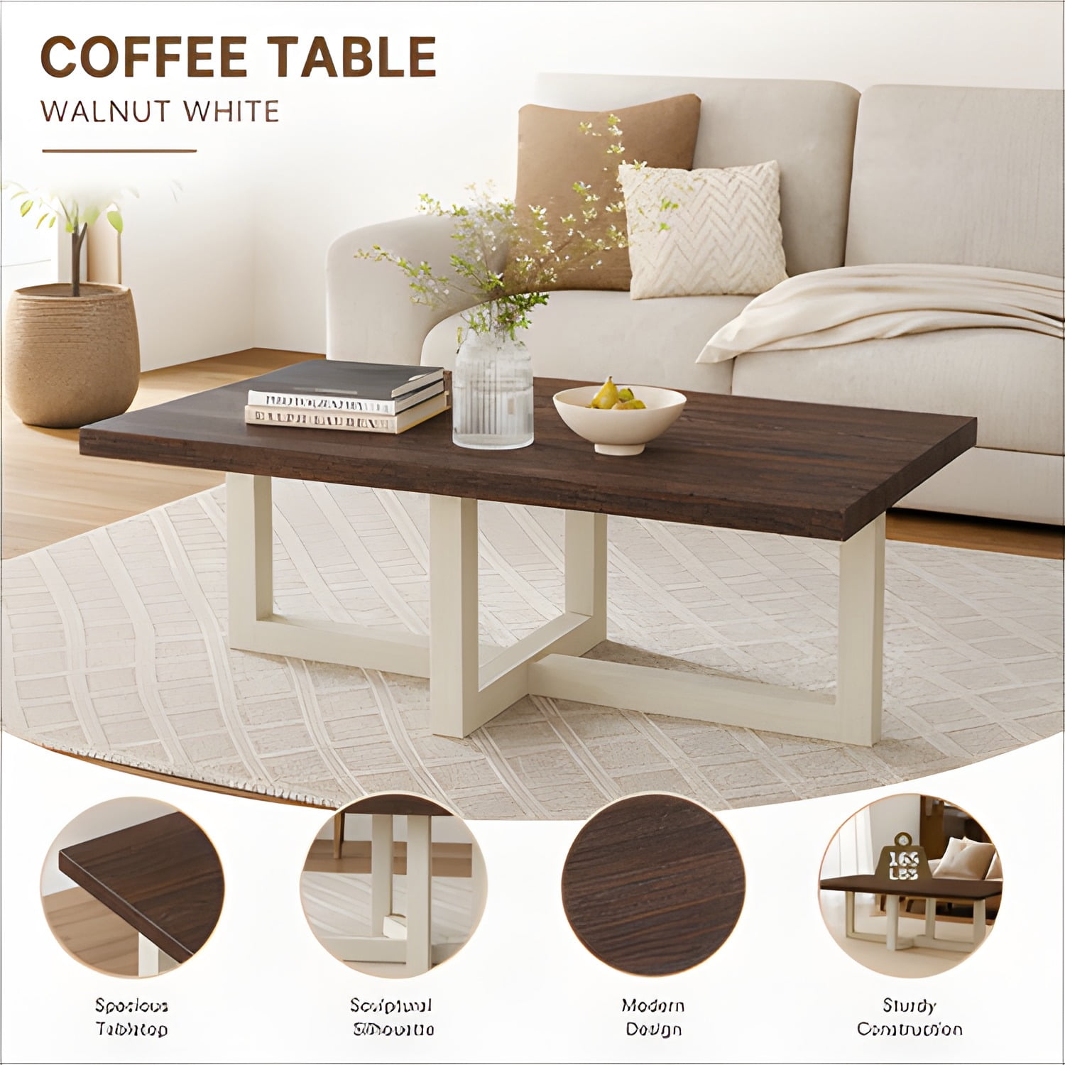 Coffee Table, Walnut White
