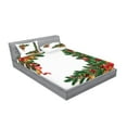 thumbnail image 2 of Ambesonne Christmas Fitted Sheet & Pillow Sham Set, Trees with Ornaments, Queen, Multicolor, 2 of 2