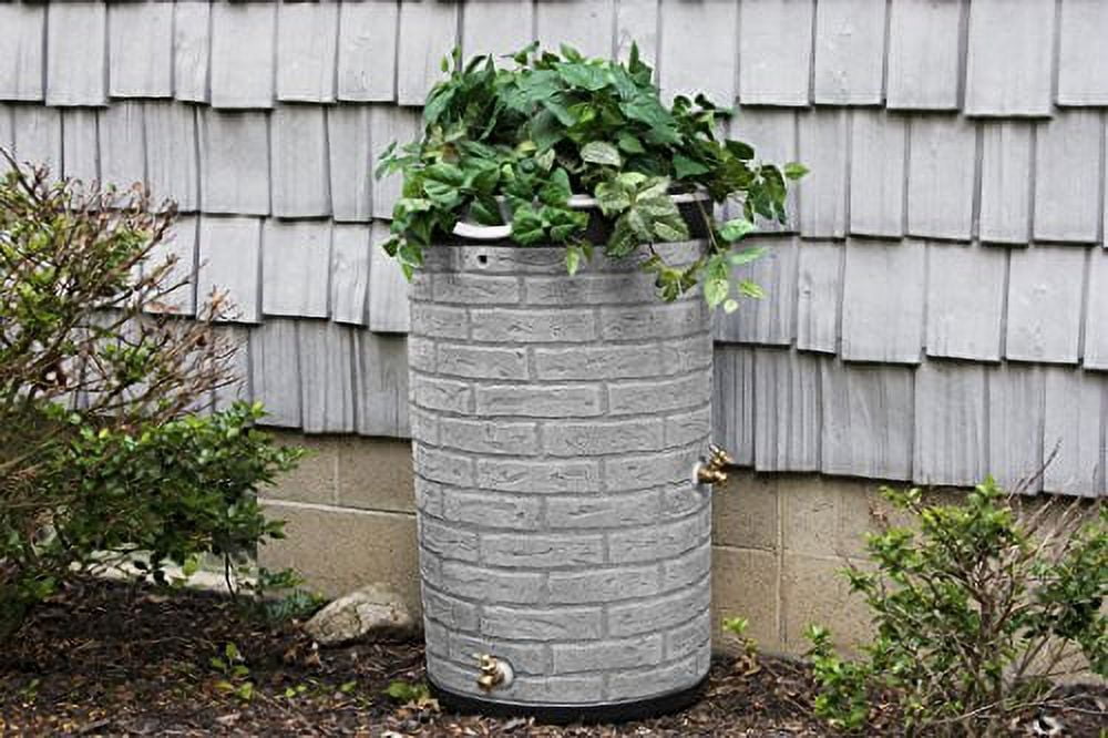Good Ideas IMP-D50-DR-LIG Impressions Darkened Ribs Downton Rain Saver Barrel, 50 Gallon, Light Granite