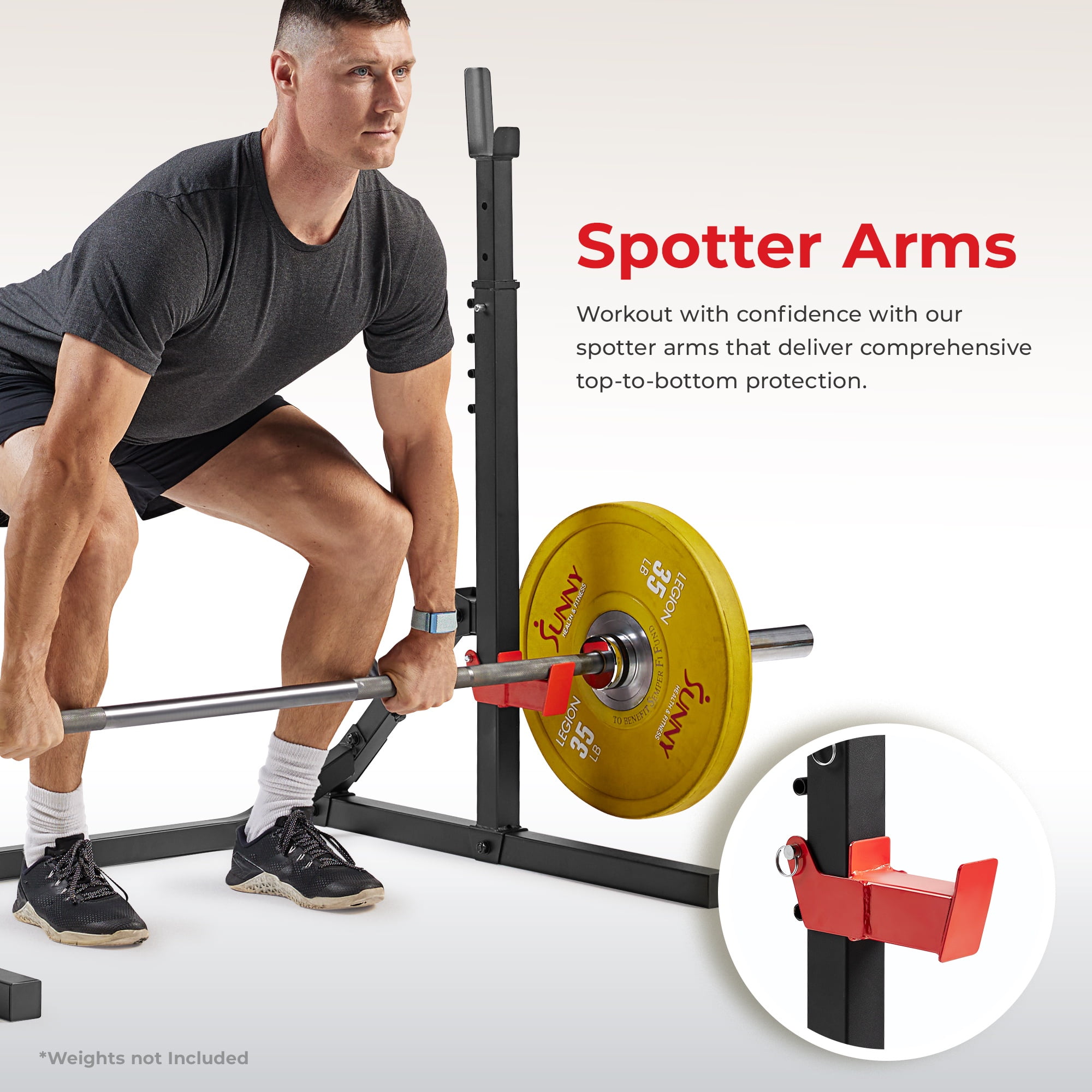 Sunny Health & Fitness Adjustable Bench Press Squat & Weight Rack, Shoulder Press, Incline Bench Lift, Dumbbell Rows, Deadlifts - SF-XF922011