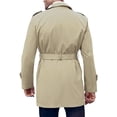 thumbnail image 4 of LANGWYQU Double Breasted Men Solid Color Button Trenchcoat Male Lapel Waterproof Jacket Coat, 4 of 5