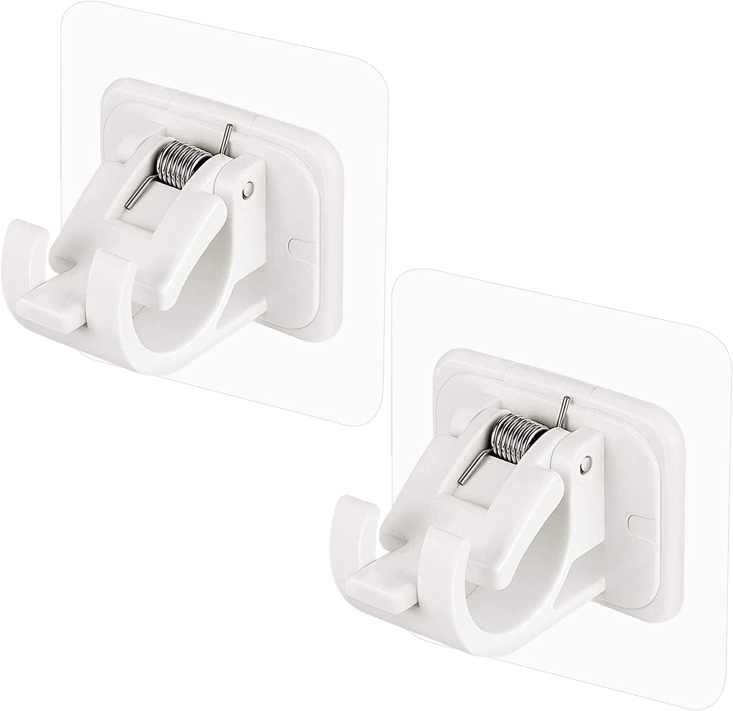 2PCS No Drill Curtain Rod Brackets No Drilling Curtain Rod Holders Self