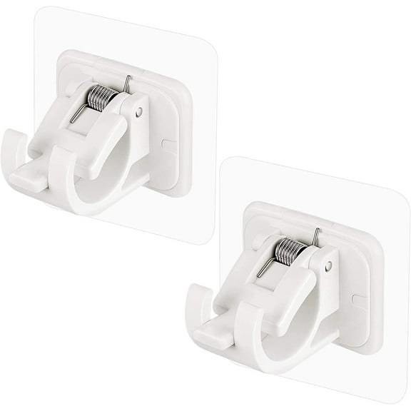 No Drill Curtain Rod Brackets, 2 Packs Self Adhesive Curtain Rod Hooks, Adjustable Curtain Hangers