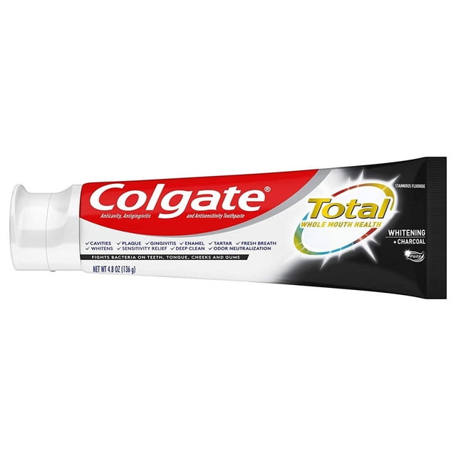 Colgate Total Charcoal Teeth Whitening Toothpaste, Mint,2 Pack- 4.8 Ounce