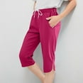 thumbnail image 2 of JTSRKL Capris for Girls Teens Casual Summer Wide Leg Crop Pants Loose Comfy Side Slit Drawstring Yoga Jogger Capri Pants with Pockets Hot Pink 7-8 Years, 2 of 7