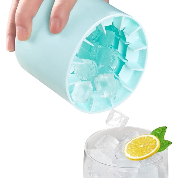 LQQBOX Silicone Mini Cylinder Ice Cube Mold - Make 60 Small Ice Cubes in a Bucket with Lid - Easy-Release Press-Type Ice Cup Mold