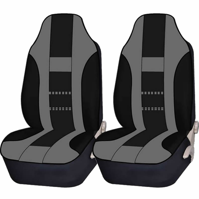 2 Piece Gray & Black High back Double Stitched Front Seat cover Universal Car Truck SUV