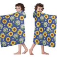thumbnail image 4 of Sunflower and Daisy Blue Pattern Hooded Bath Towel Wrap for Teens Ages 3 To 12, Soft Lightweight Quick Dry Microfiber Bath Beach Pool, 60"x35", 4 of 6