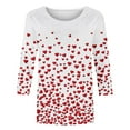 thumbnail image 6 of JTZGDY Plus Size Valentines Day Tops for Women Funny Love Heart Pattern Print 3/4 Length Sleeve Crewneck Graphic Holiday T-Shirts Trendy Oversized Dressy Casual Tunic Blouse Multicolor#02 XXL, 6 of 6